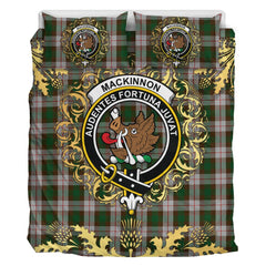 MacKinnon Dress Tartan Crest Bedding Set - Golden Thistle Style