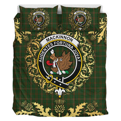 MacKinnon Hunting Tartan Crest Bedding Set - Golden Thistle Style
