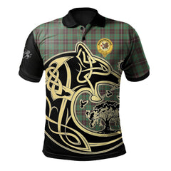 MacKinnon Hunting Ancient Tartan Polo Shirt Viking Wolf