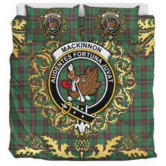 MacKinnon Hunting Ancient Tartan Crest Bedding Set - Golden Thistle Style