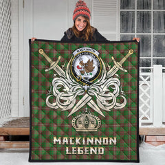 MacKinnon Hunting Modern Tartan Crest Legend Gold Royal Premium Quilt