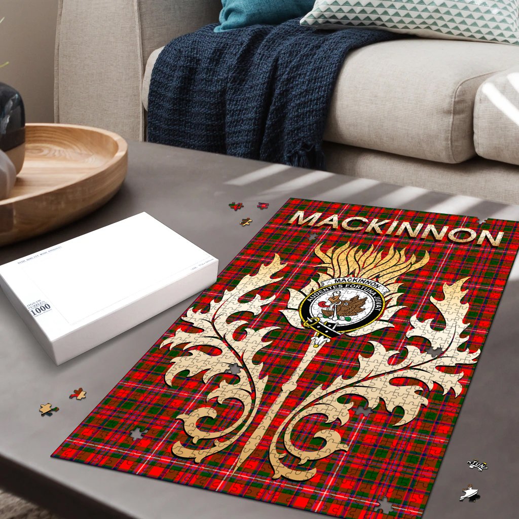 MacKinnon Modern Tartan Crest Thistle Jigsaw Puzzles