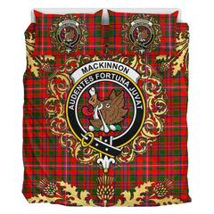 MacKinnon Modern Tartan Crest Bedding Set - Golden Thistle Style