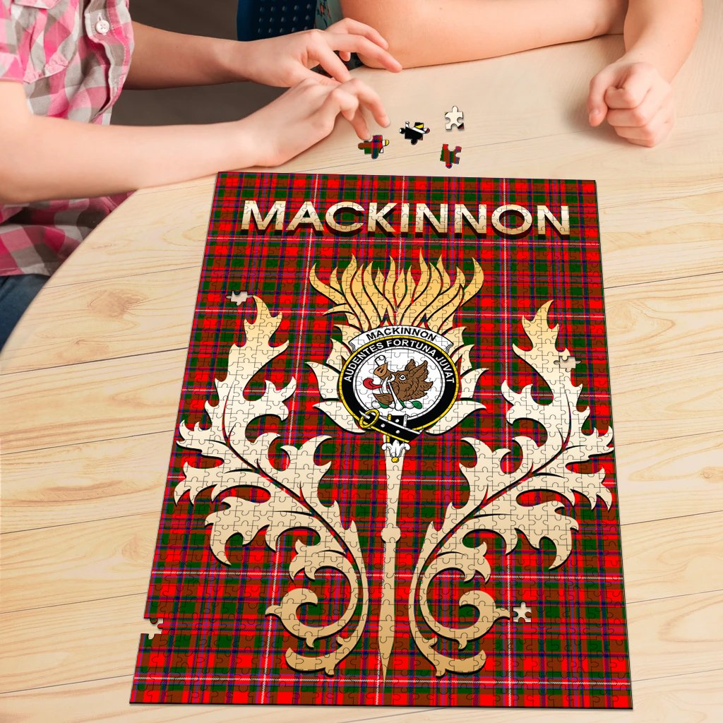 MacKinnon Modern Tartan Crest Thistle Jigsaw Puzzles