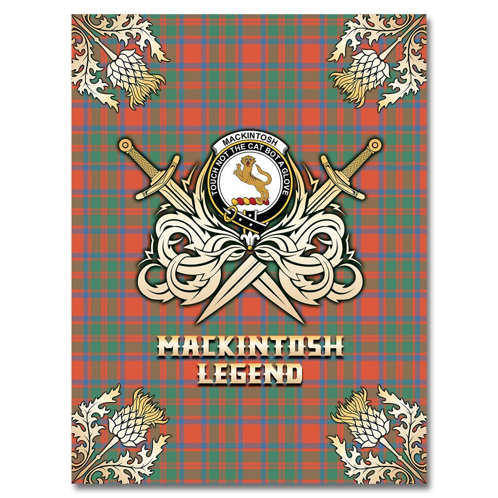 MacKintosh Ancient Tartan Gold Courage Symbol Blanket