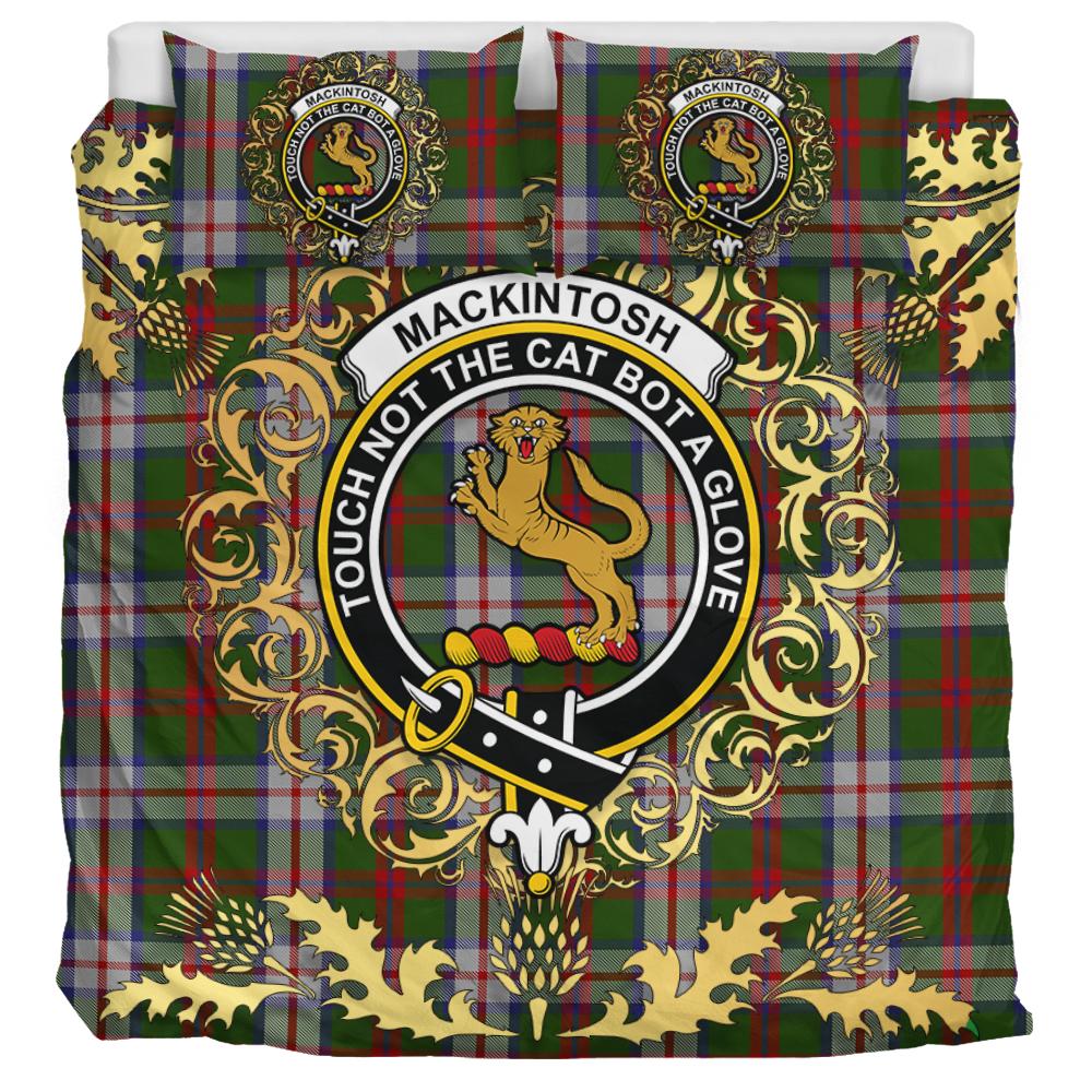 MacKintosh Dress Scott Adie Tartan Crest Bedding Set - Golden Thistle Style