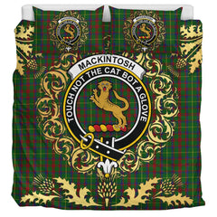 MacKintosh Hunting Tartan Crest Bedding Set - Golden Thistle Style
