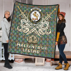 MacKintosh Hunting Ancient Tartan Crest Legend Gold Royal Premium Quilt