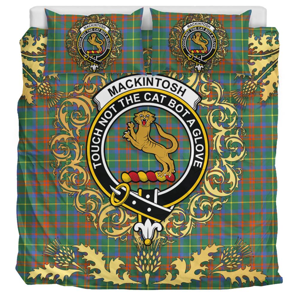 MacKintosh Hunting Ancient Tartan Crest Bedding Set - Golden Thistle Style