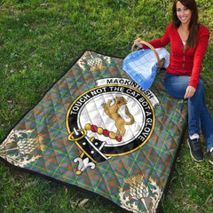 MacKintosh Hunting Ancient Tartan Crest Premium Quilt - Gold Thistle Style