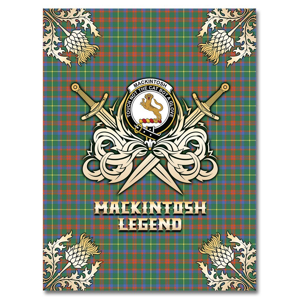 MacKintosh Hunting Ancient Tartan Gold Courage Symbol Blanket