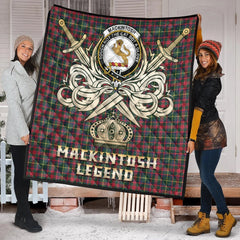MacKintosh Hunting Modern Tartan Crest Legend Gold Royal Premium Quilt