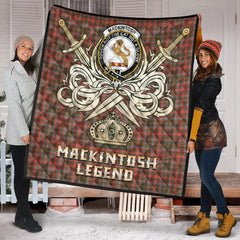 MacKintosh Hunting Weathered Tartan Crest Legend Gold Royal Premium Quilt