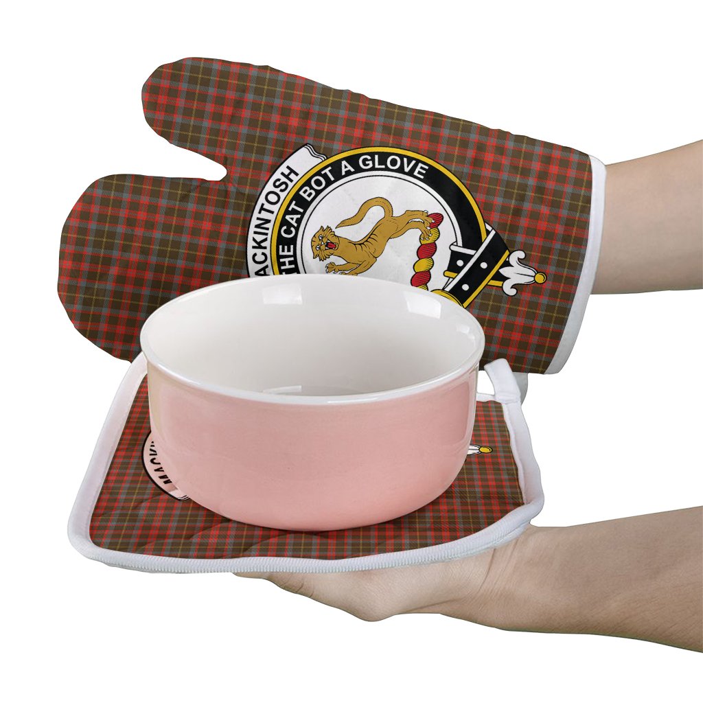 MacKintosh Hunting Weathered Tartan Crest Oven Mitt And Pot Holder (2 Oven Mitts + 1 Pot Holder)