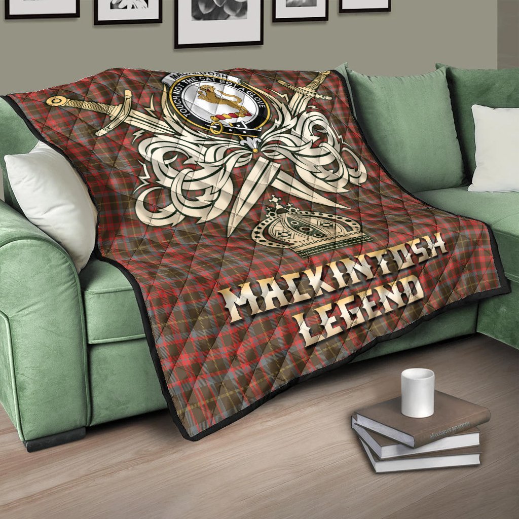MacKintosh Hunting Weathered Tartan Crest Legend Gold Royal Premium Quilt