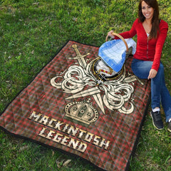 MacKintosh Hunting Weathered Tartan Crest Legend Gold Royal Premium Quilt