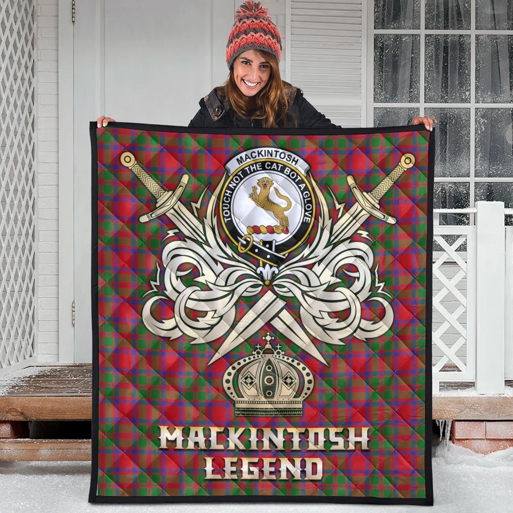 MacKintosh Modern Tartan Crest Legend Gold Royal Premium Quilt