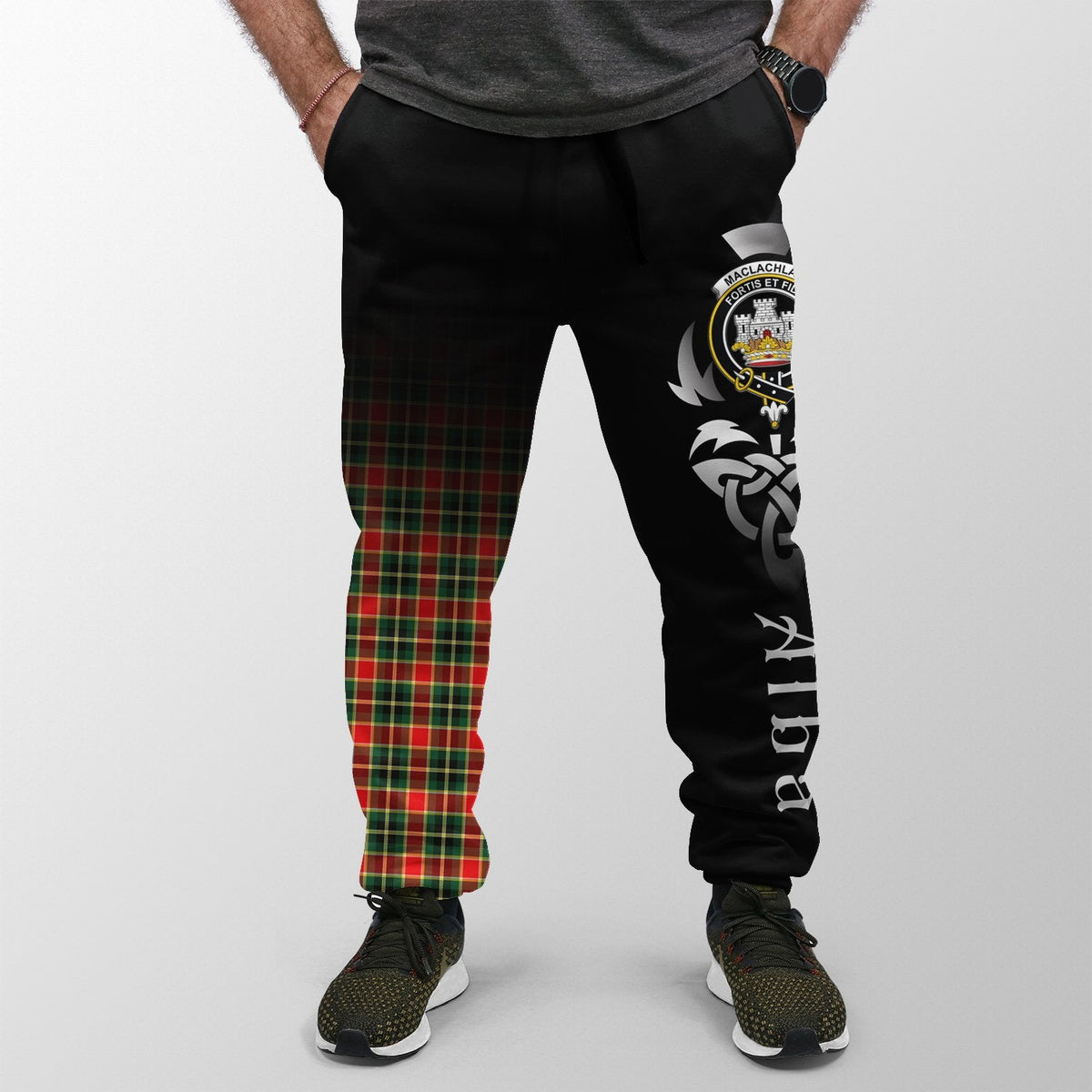 MacLachlan Hunting Modern Tartan Crest Jogger Sweatpants - Alba Celtic Style