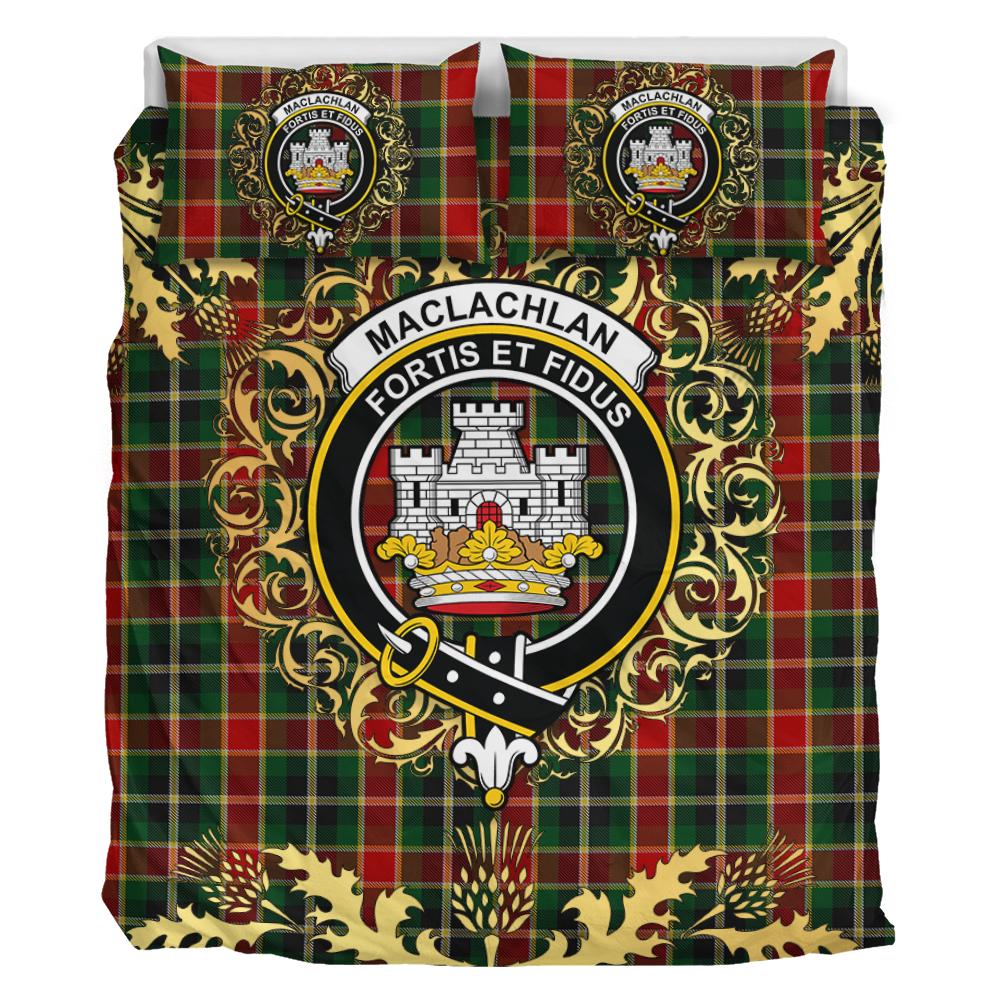MacLachlan 03 Tartan Crest Bedding Set - Golden Thistle Style