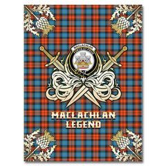 MacLachlan Ancient Tartan Gold Courage Symbol Blanket