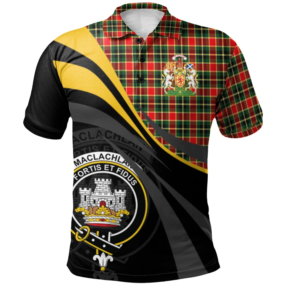 MacLachlan Hunting Modern Tartan Polo Shirt - Royal Coat Of Arms Style
