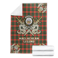 MacLachlan Hunting Modern Tartan Gold Courage Symbol Blanket