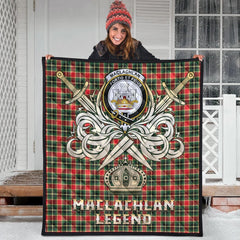 MacLachlan Hunting Modern Tartan Crest Legend Gold Royal Premium Quilt