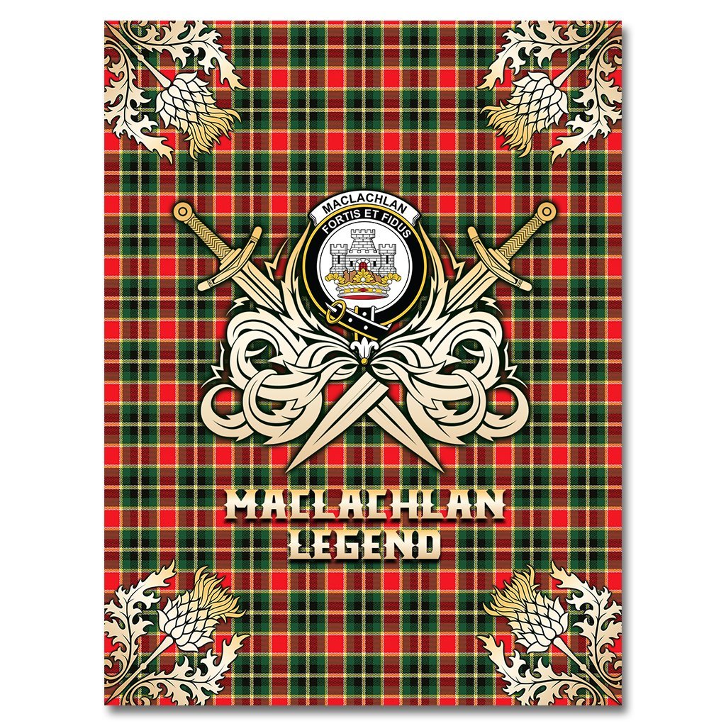 MacLachlan Hunting Modern Tartan Gold Courage Symbol Blanket