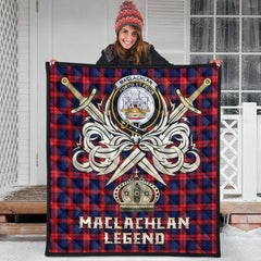 MacLachlan Modern Tartan Crest Legend Gold Royal Premium Quilt