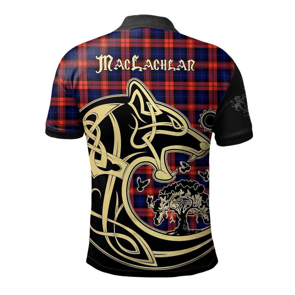 MacLachlan Modern Tartan Polo Shirt Viking Wolf