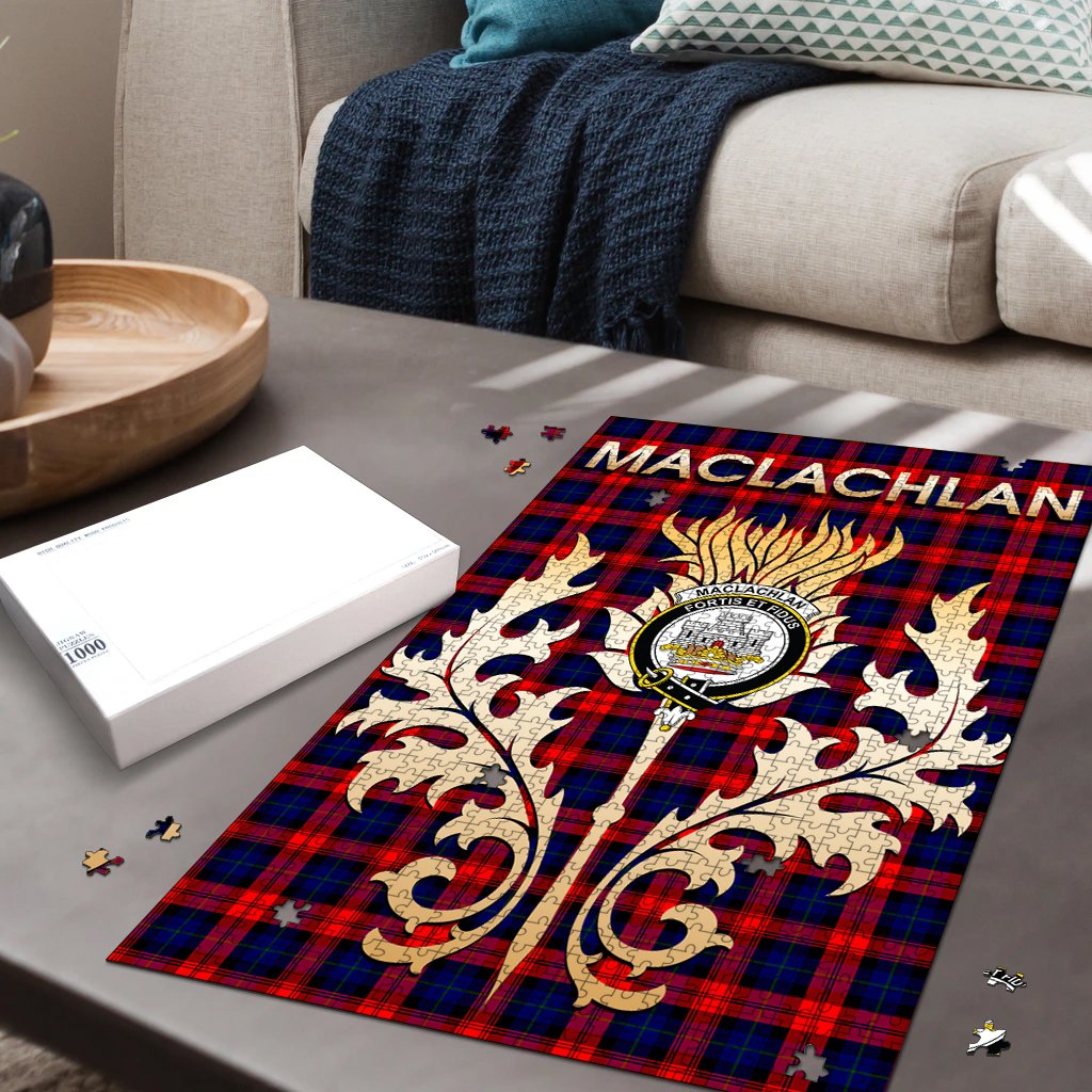 MacLachlan Modern Tartan Crest Thistle Jigsaw Puzzles