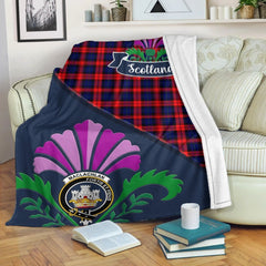 MacLachlan Tartan Crest Premium Blanket - Thistle Style