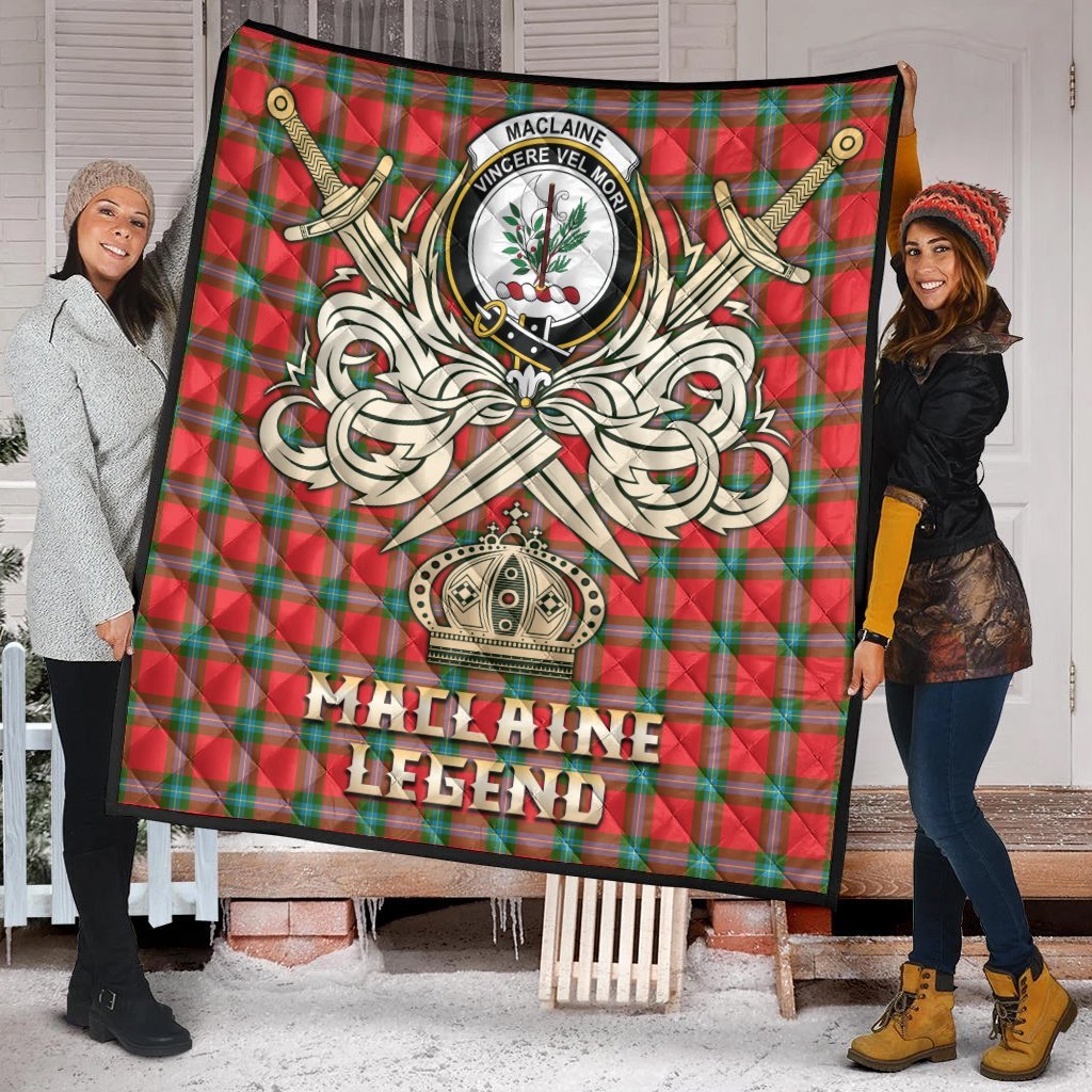 MacLaine of Loch Buie Tartan Crest Legend Gold Royal Premium Quilt