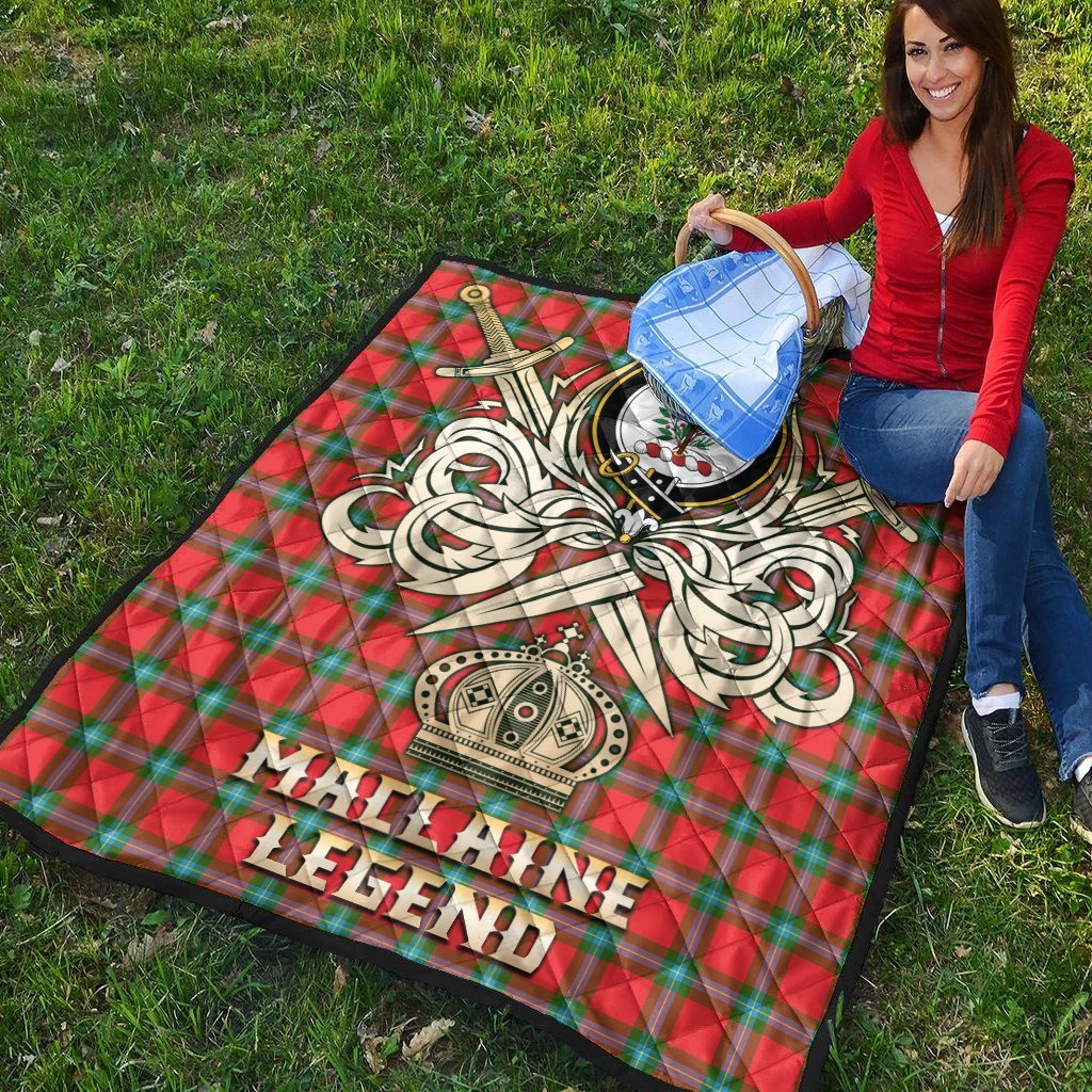 MacLaine of Loch Buie Tartan Crest Legend Gold Royal Premium Quilt