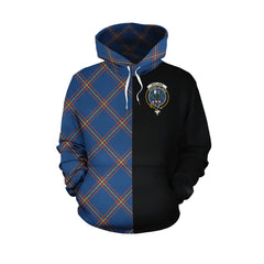 MacLaine of Loch Buie Hunting Ancient Tartan Hoodie Half of Me - Cross Style