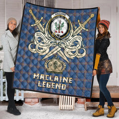 MacLaine of Loch Buie Hunting Ancient Tartan Crest Legend Gold Royal Premium Quilt
