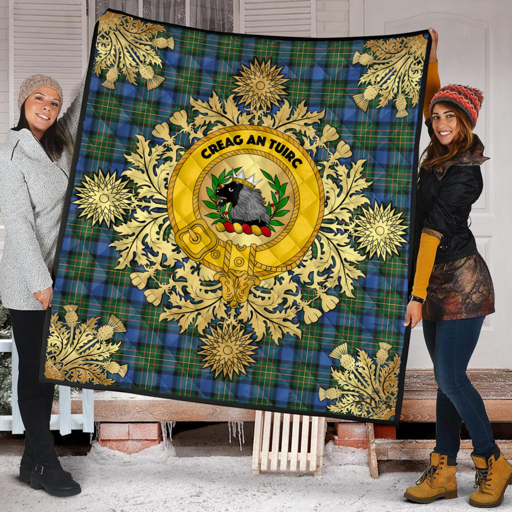 MacLaren Ancient Tartan Crest Premium Quilt - Gold Thistle Style
