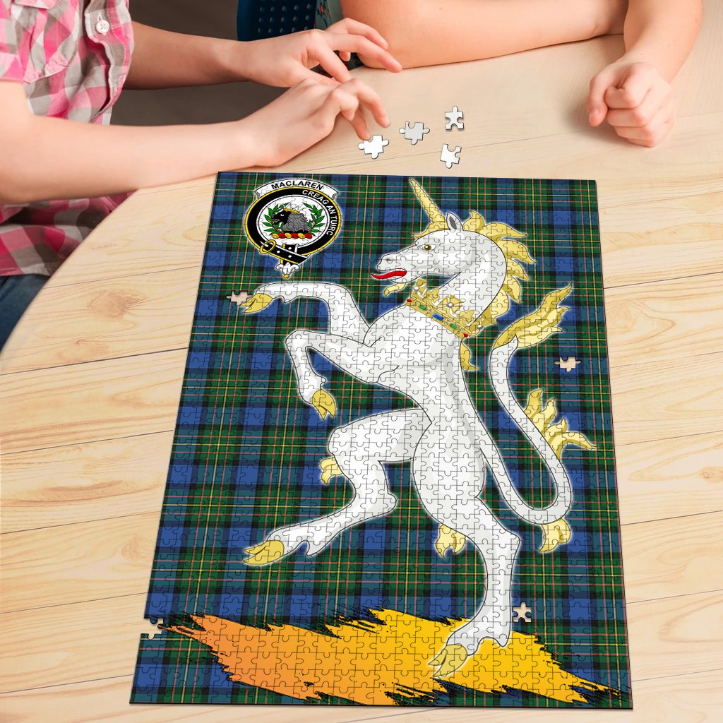 MacLaren Ancient Tartan Crest Unicorn Scotland Jigsaw Puzzles