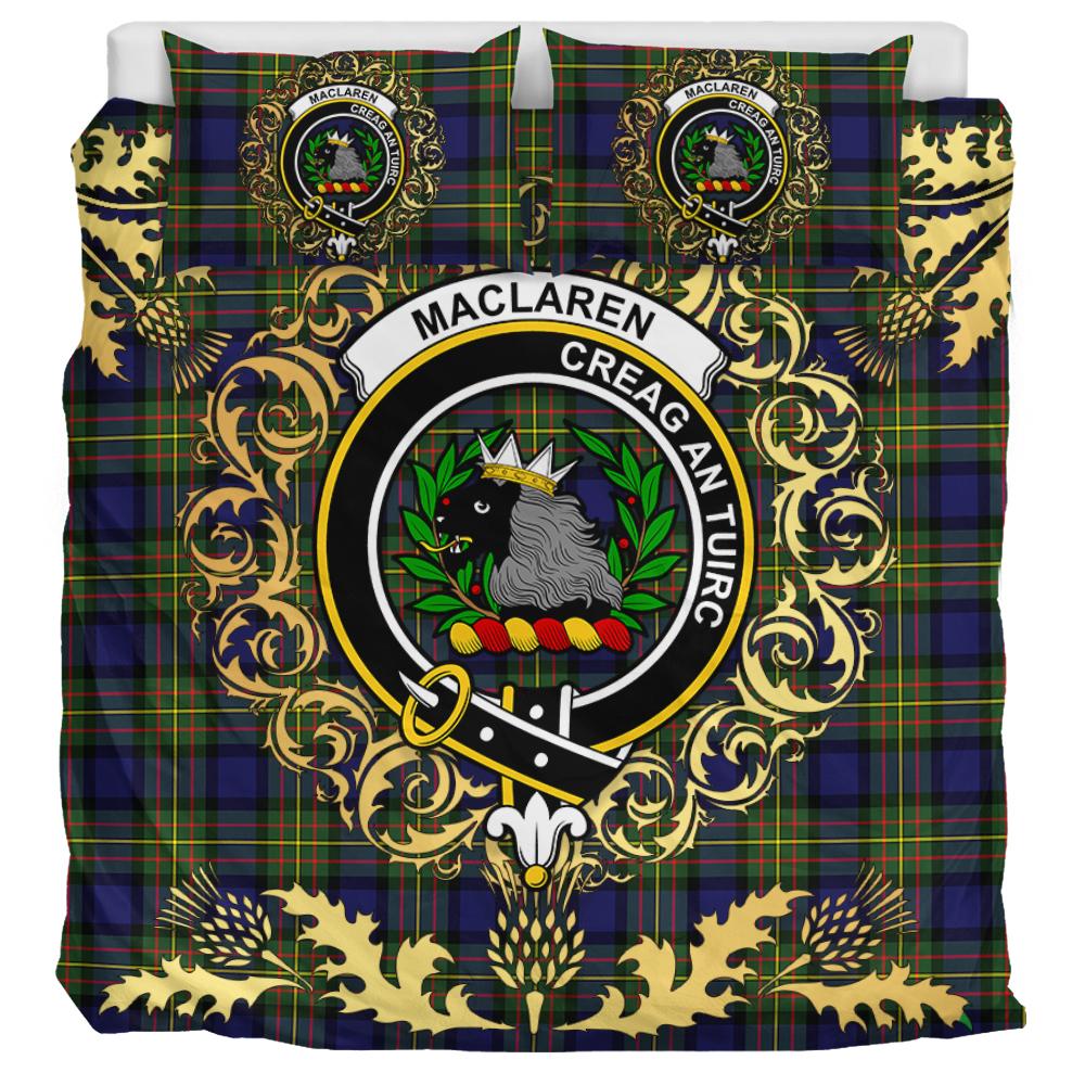MacLaren Modern Tartan Crest Bedding Set - Golden Thistle Style