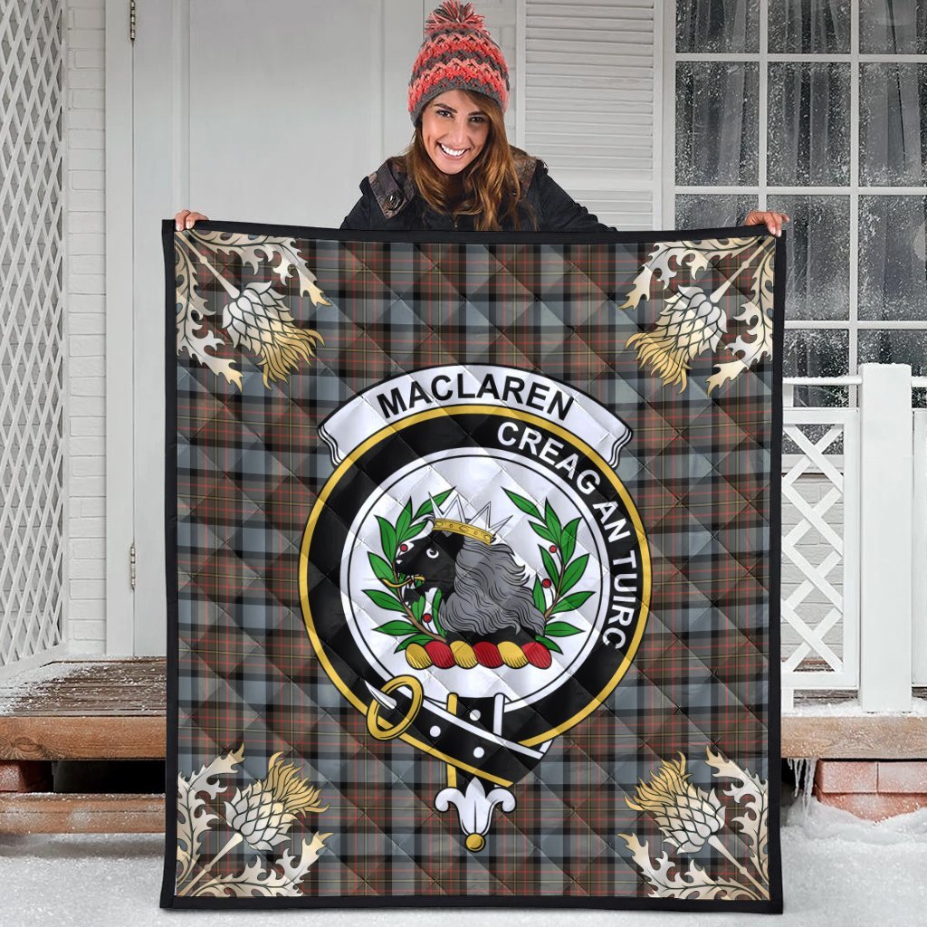 MacLaren Weathered Tartan Crest Premium Quilt - Gold Thistle Style