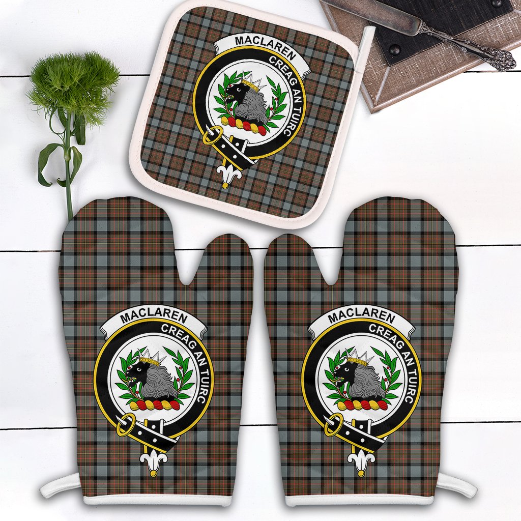 MacLaren Weathered Tartan Crest Oven Mitt And Pot Holder (2 Oven Mitts + 1 Pot Holder)