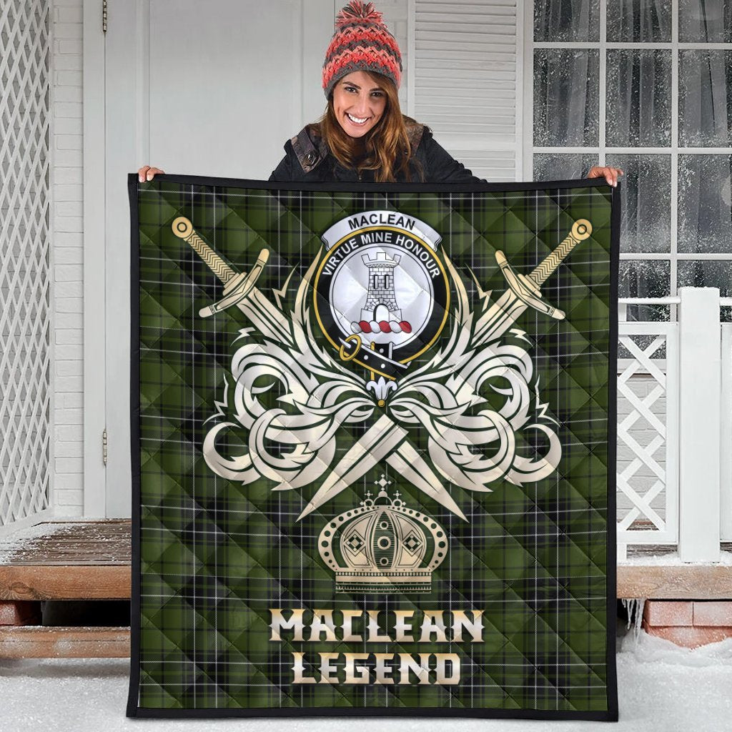 MacLean Hunting Tartan Crest Legend Gold Royal Premium Quilt