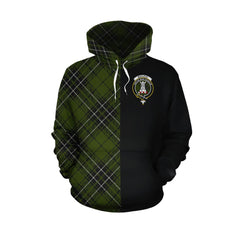 MacLean Hunting Tartan Hoodie Half of Me - Cross Style