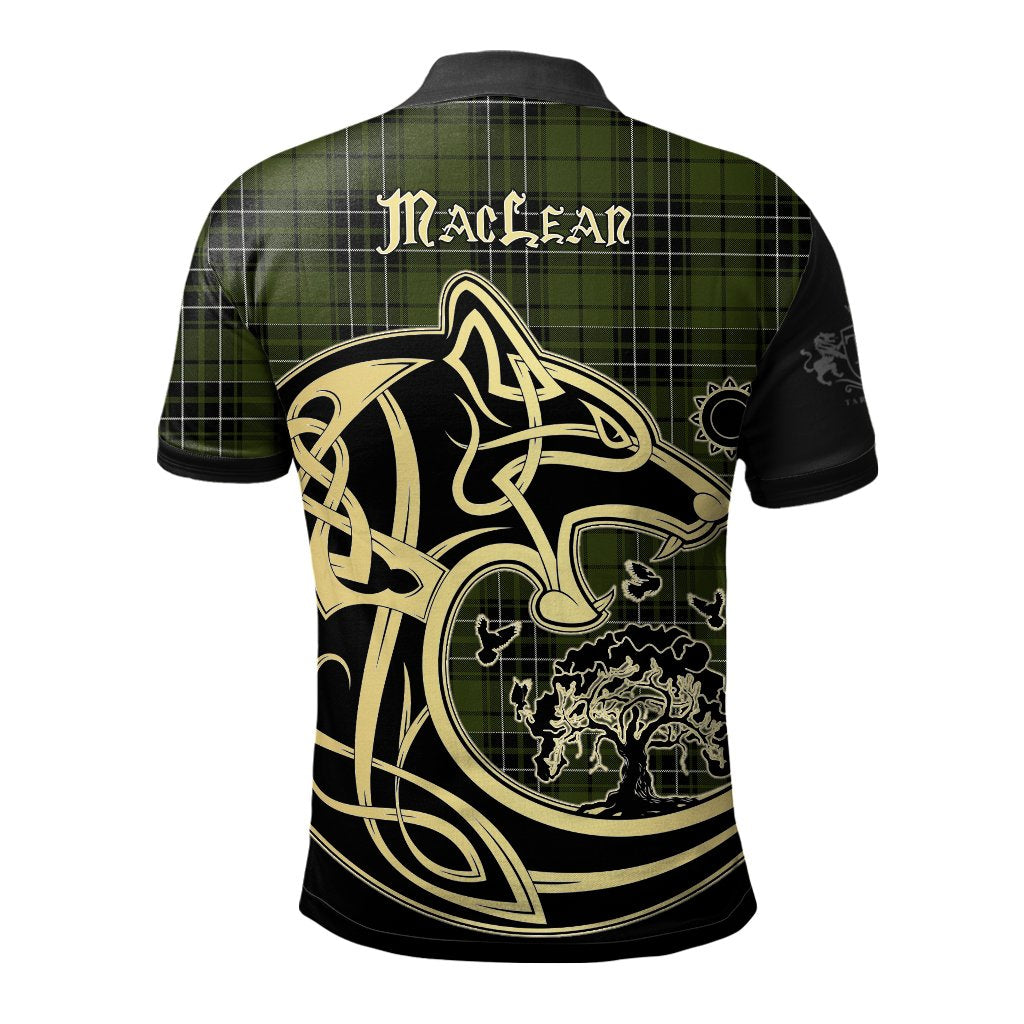 MacLean Hunting Tartan Polo Shirt Viking Wolf