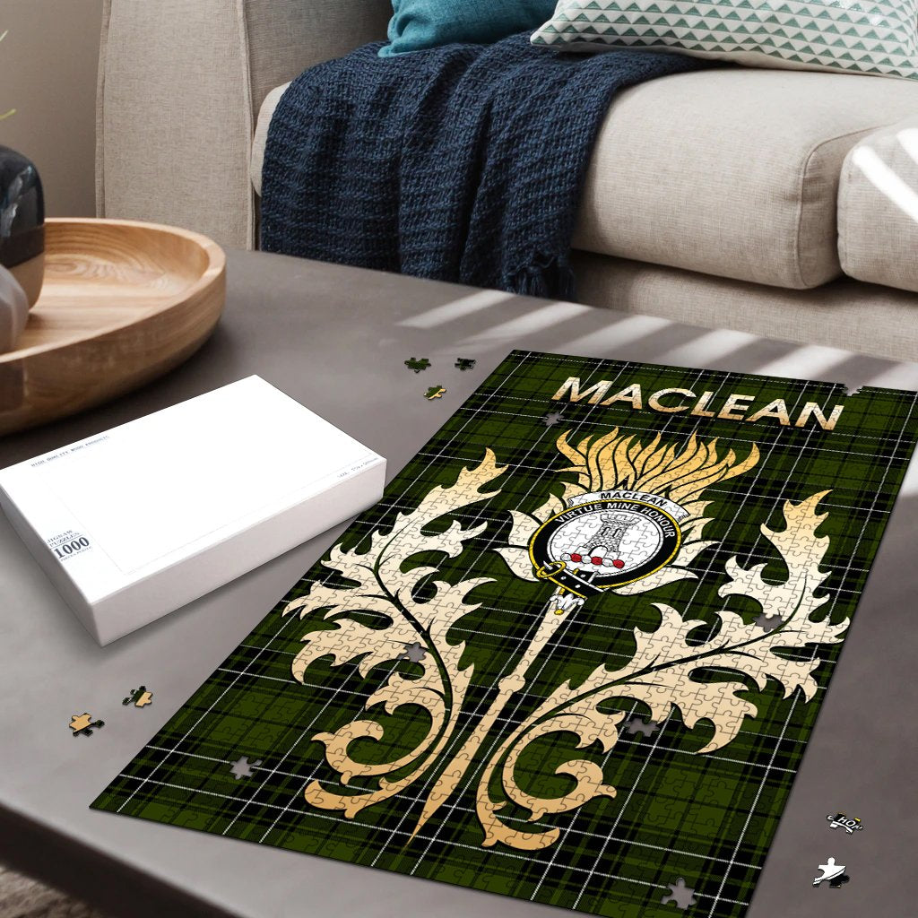 MacLean Hunting Tartan Crest Thistle Jigsaw Puzzles