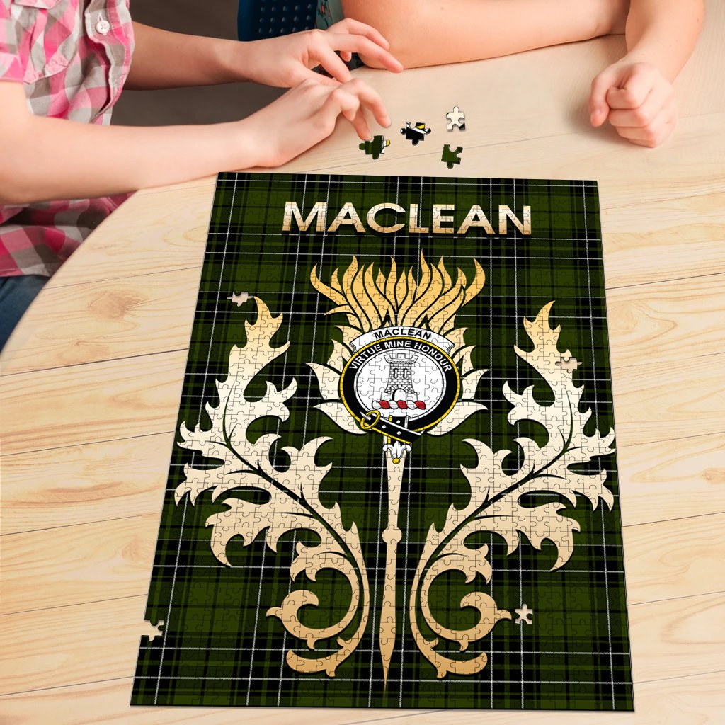 MacLean Hunting Tartan Crest Thistle Jigsaw Puzzles