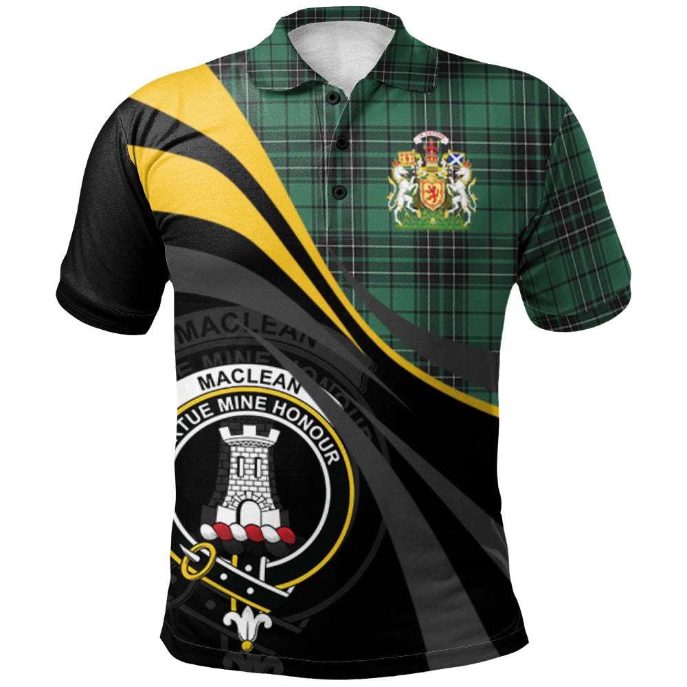 MacLean Hunting Ancient Tartan Polo Shirt - Royal Coat Of Arms Style