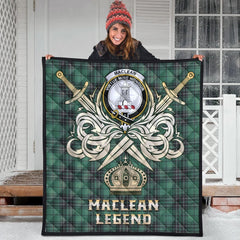 MacLean Hunting Ancient Tartan Crest Legend Gold Royal Premium Quilt