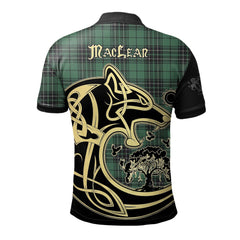 MacLean Hunting Ancient Tartan Polo Shirt Viking Wolf