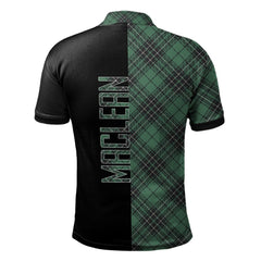 MacLean Hunting Ancient Tartan Polo Shirt Half of Me - Cross Style
